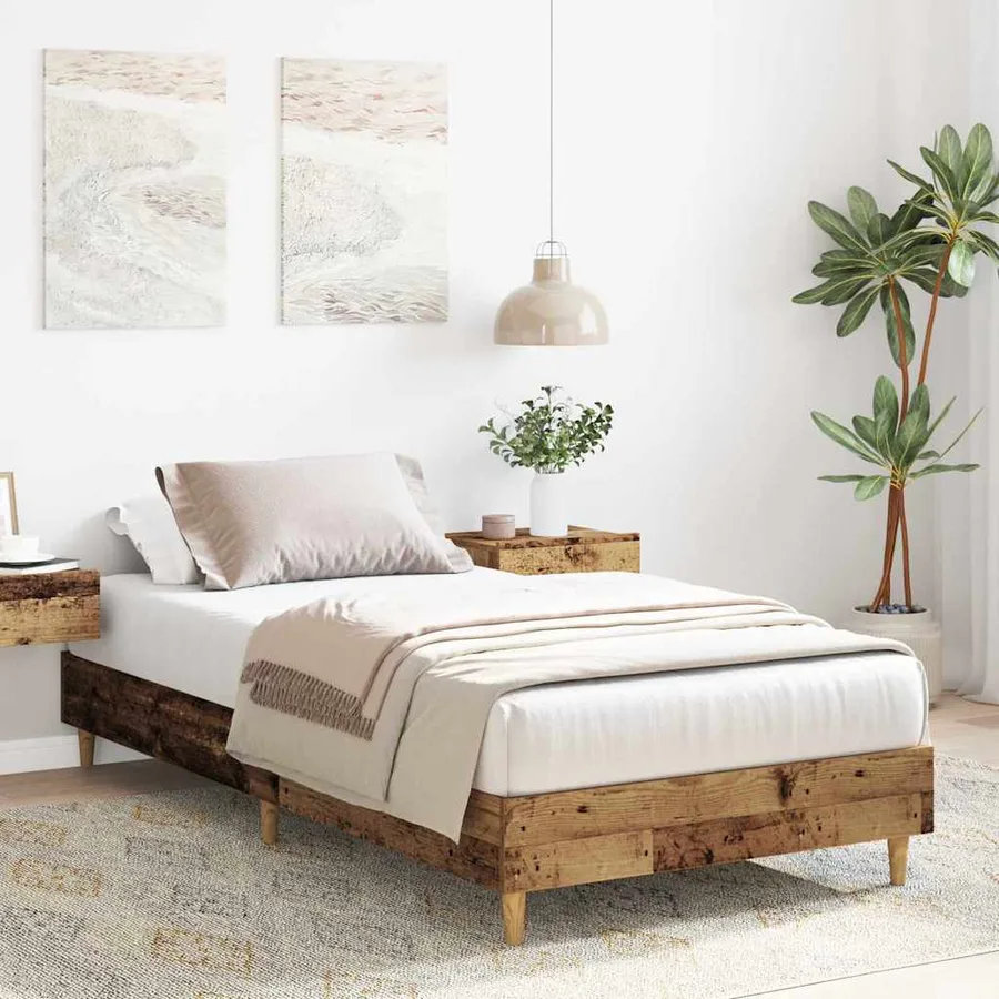Cadre de lit sans matelas vieux bois 100x200 cm bois ingénierie - 3