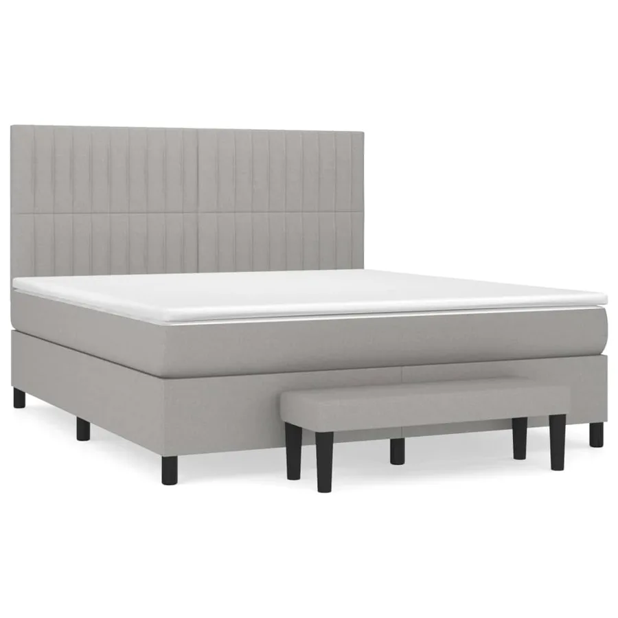 Sommier à lattes de lit avec matelas Gris clair 160x200cm Tissu - 2