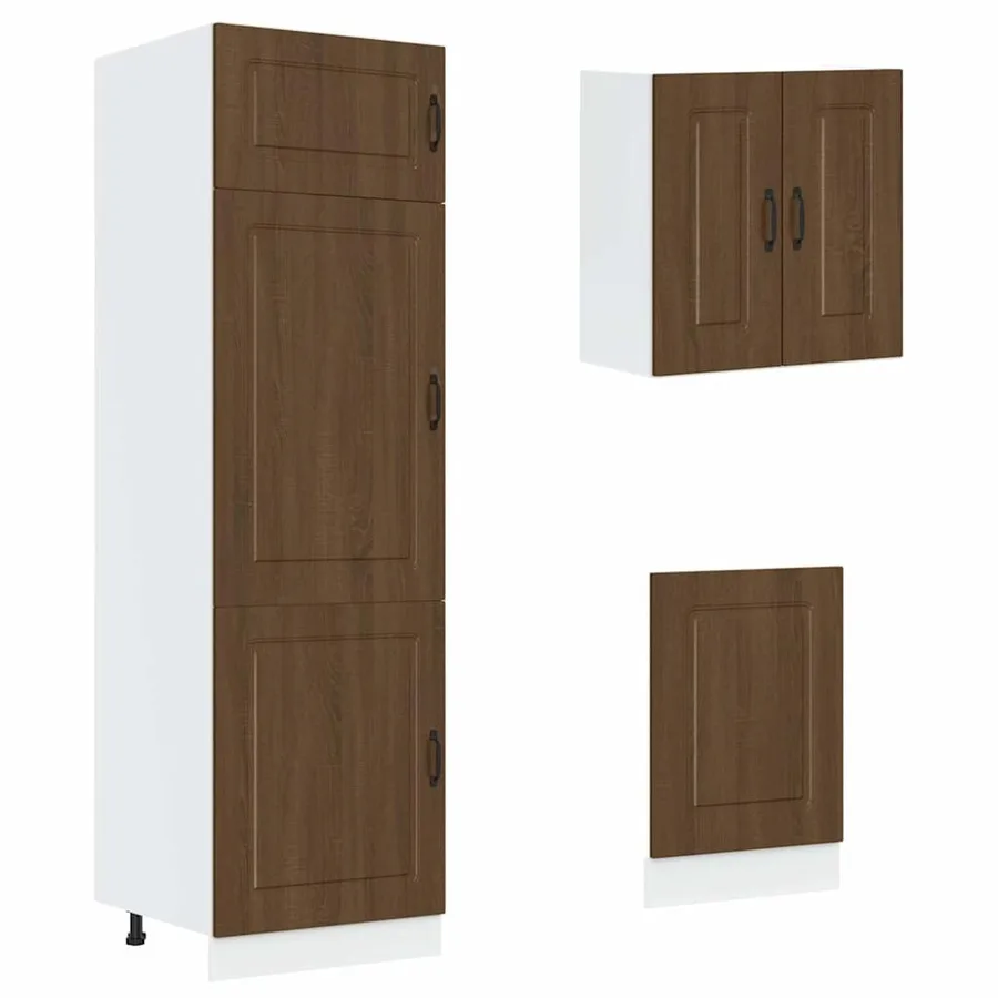 Ensemble de 8 meubles de cuisine en bois d'ingénierie "Kalmar" en chêne brun - 5