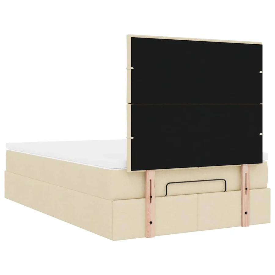 Cadre de lit ottoman avec matelas crème 120x200cm tissu - 11