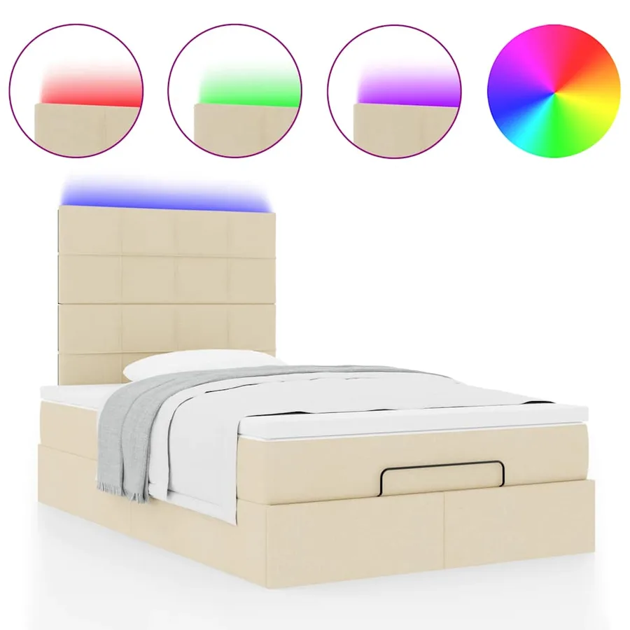 Cadre de lit ottoman avec matelas crème 120x200cm tissu - 4