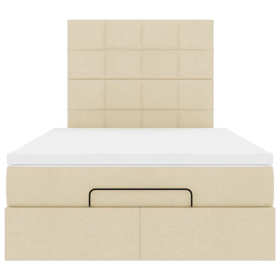 Cadre de lit ottoman avec matelas crème 120x200cm tissu - 7