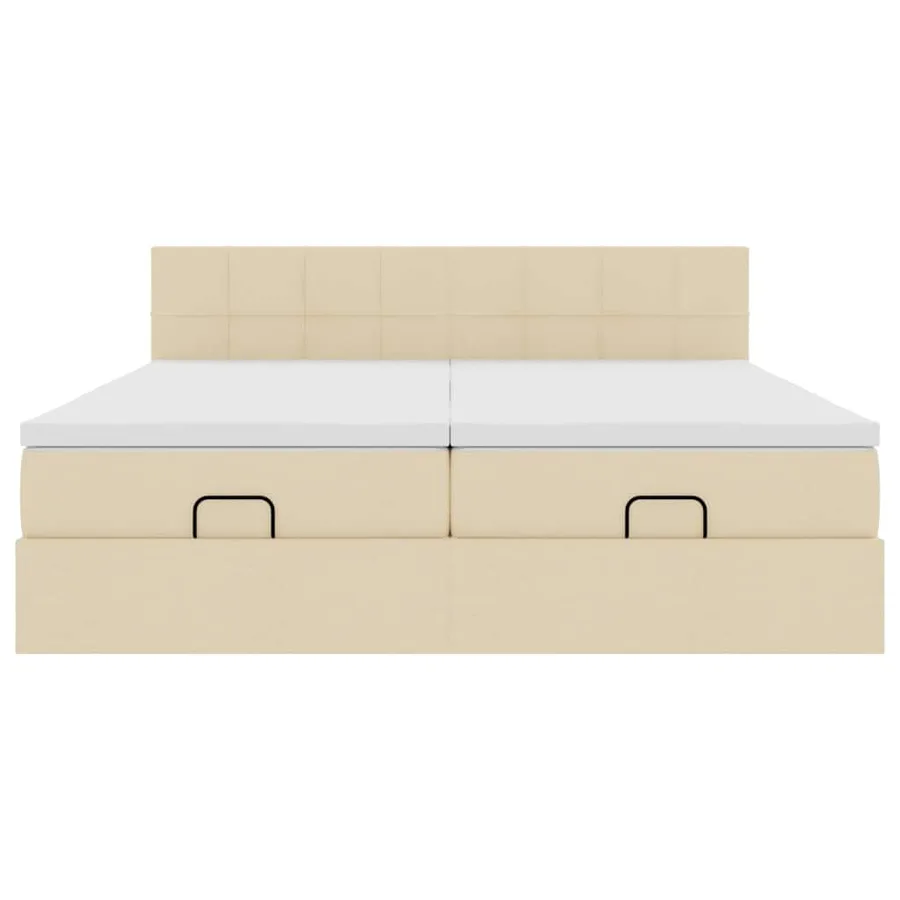 Cadre de lit ottoman avec matelas crème 200x200cm tissu - 8