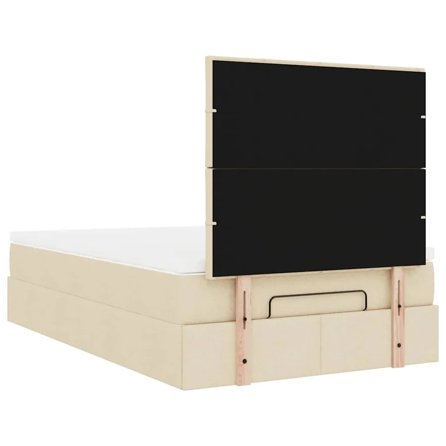 Cadre de lit ottoman avec matelas crème 120x190 cm tissu - 12