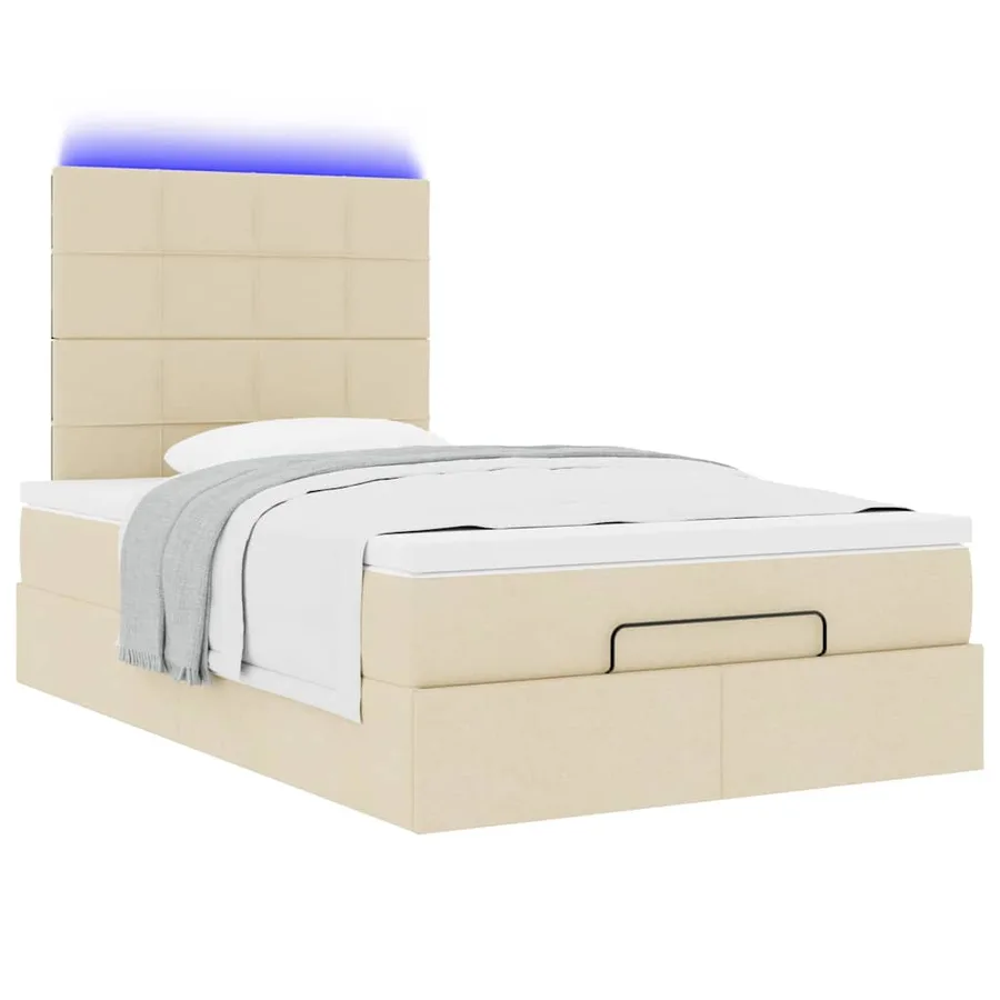 Cadre de lit ottoman avec matelas crème 120x190 cm tissu - 6