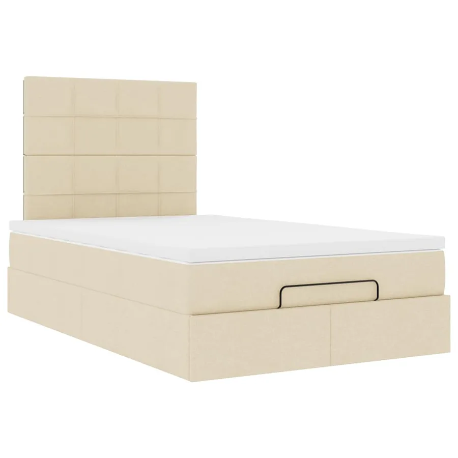 Cadre de lit ottoman avec matelas crème 120x190 cm tissu - 7