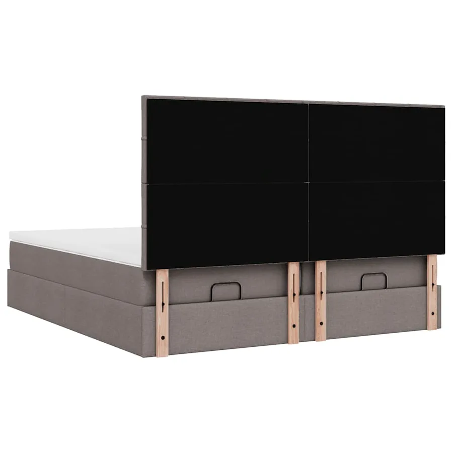 Cadre de lit ottoman avec matelas taupe 200x200cm tissu - 9