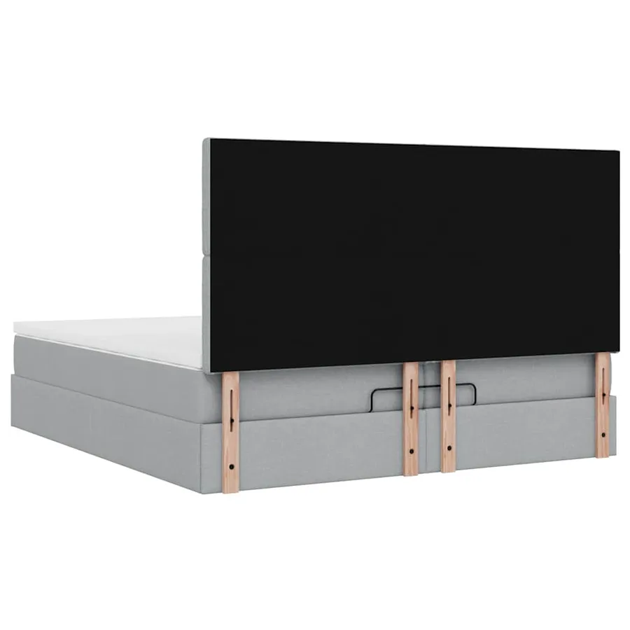 Cadre de lit ottoman et matelas gris clair 200x200cm tissu - 11
