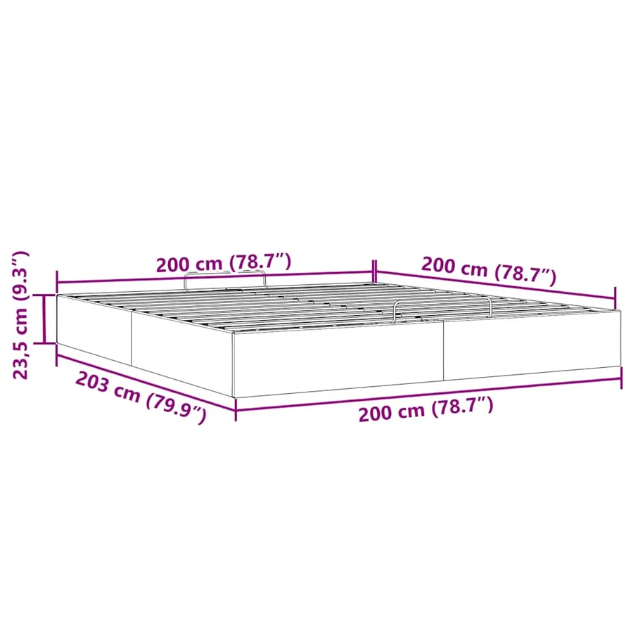 Cadre de lit ottoman sans matelas gris clair 200x200 cm tissu - 14