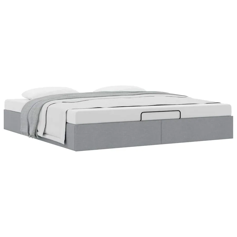 Cadre de lit ottoman sans matelas gris clair 200x200 cm tissu - 5