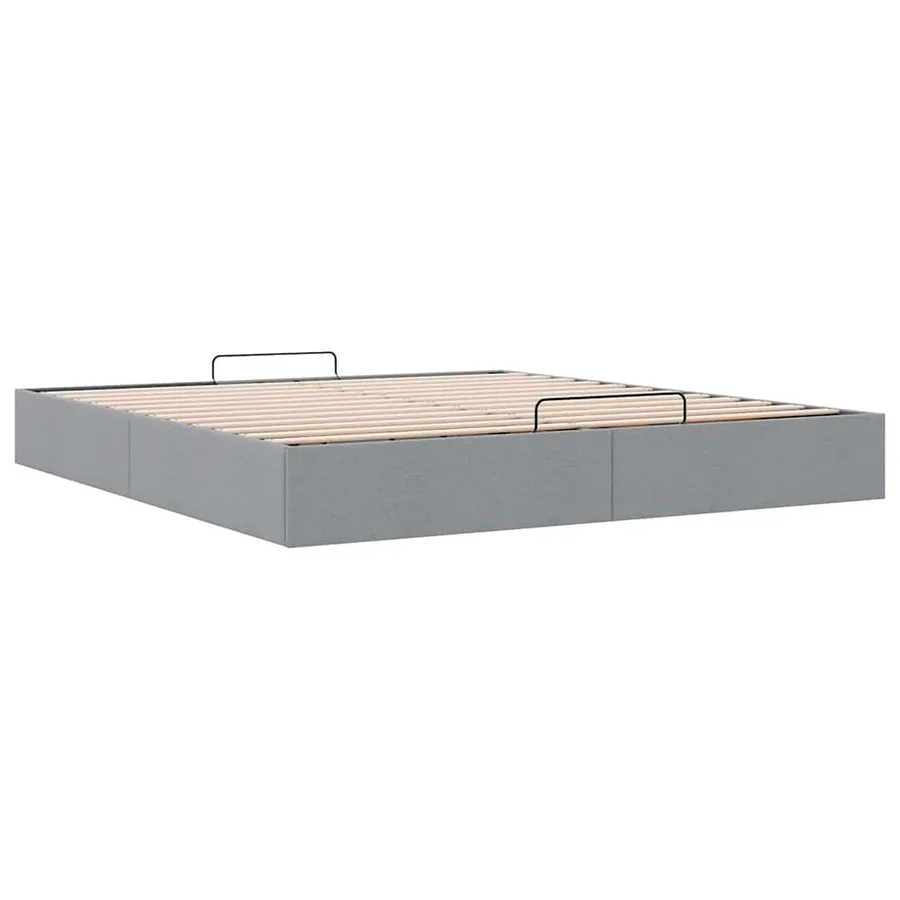 Cadre de lit ottoman sans matelas gris clair 200x200 cm tissu - 6