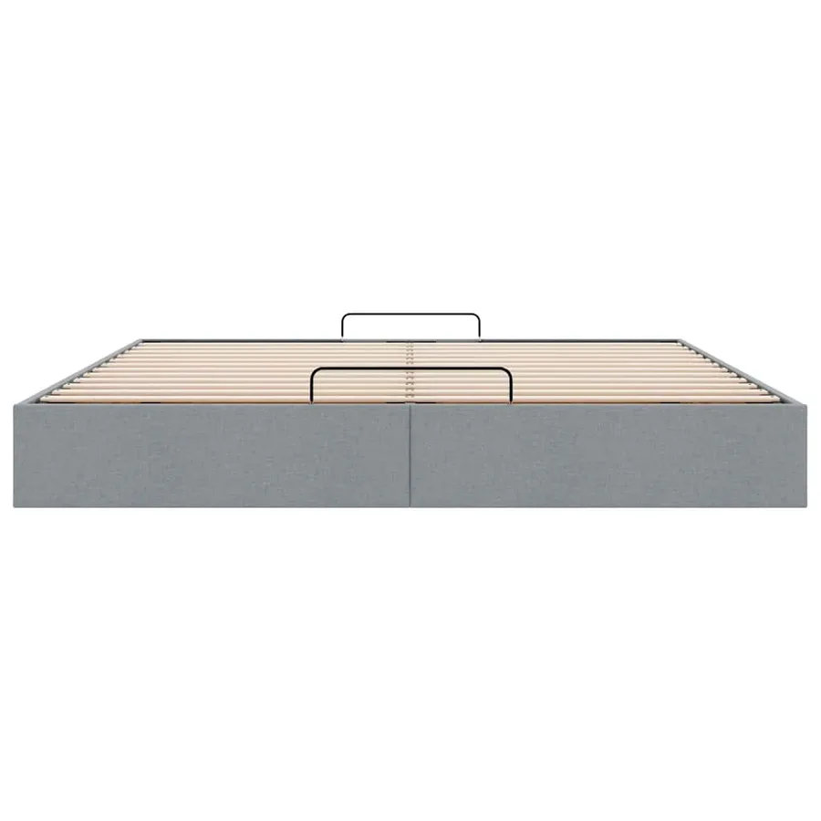 Cadre de lit ottoman sans matelas gris clair 200x200 cm tissu - 7