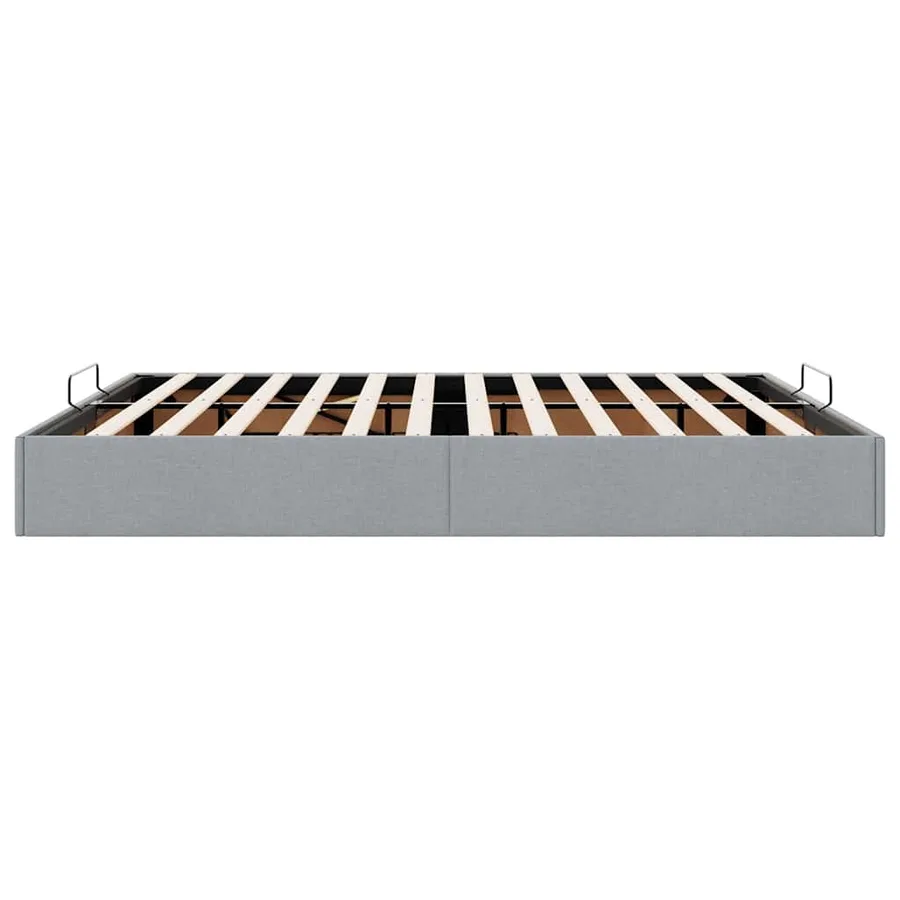 Cadre de lit ottoman sans matelas gris clair 200x200 cm tissu - 8