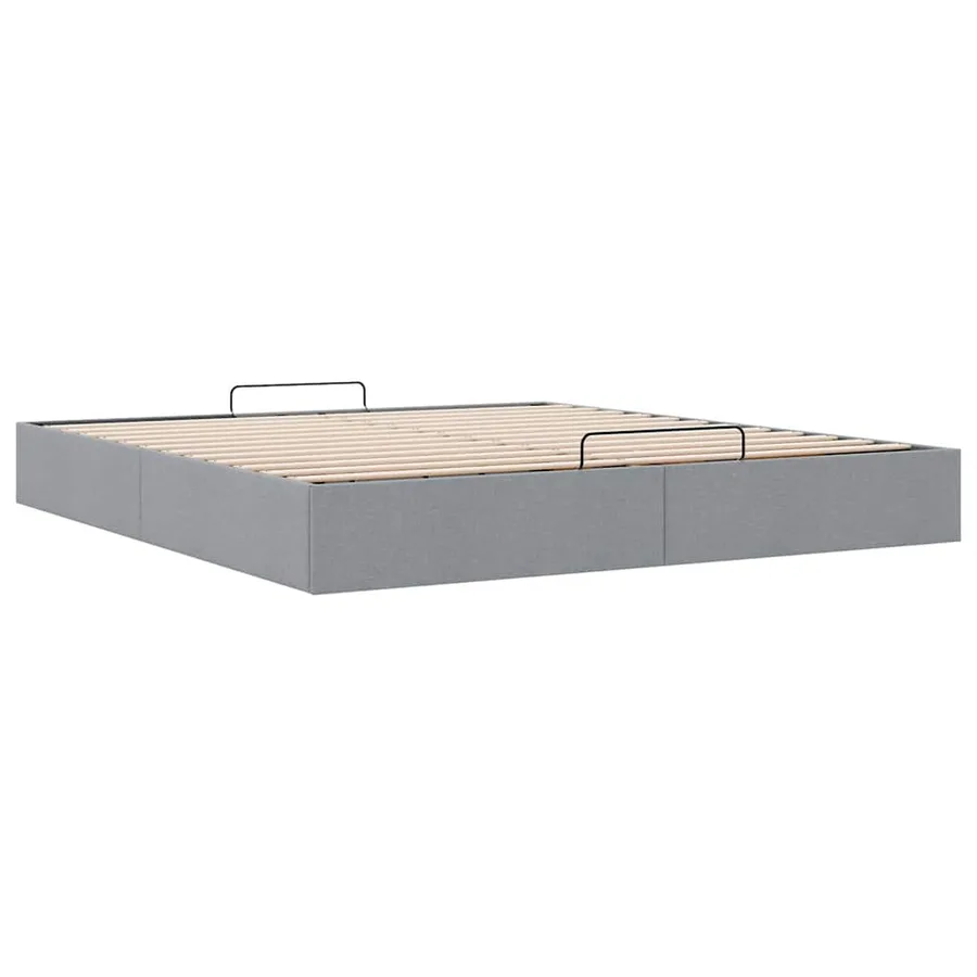 Cadre de lit ottoman sans matelas gris clair 200x200 cm tissu - 9