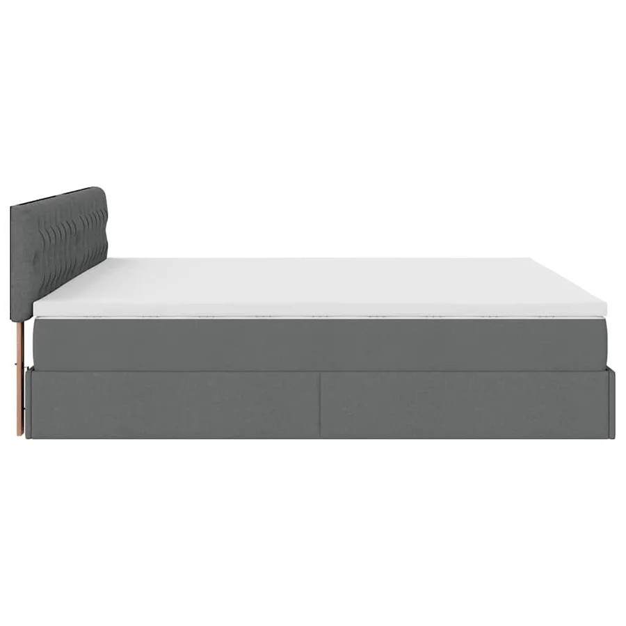 Cadre de lit ottoman avec matelas gris foncé 200x200cm tissu - 9
