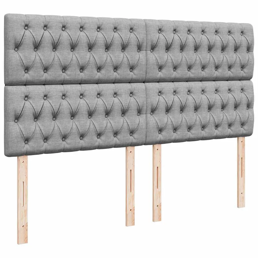 Cadre de lit ottoman et matelas gris clair 200x200cm tissu - 9