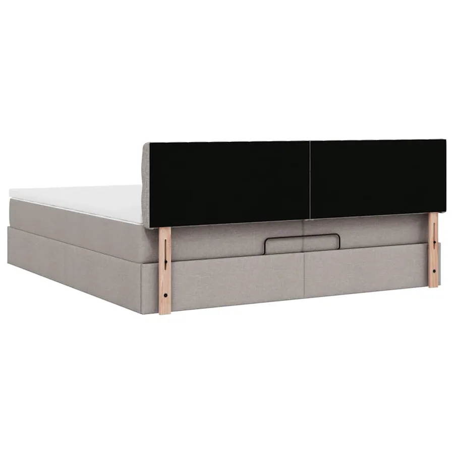 Cadre de lit ottoman avec matelas taupe 200x200cm tissu - 10