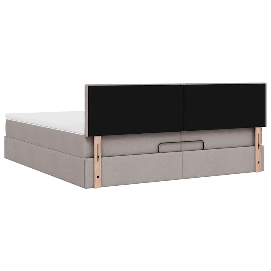 Cadre de lit ottoman avec matelas taupe 200x200cm tissu - 10