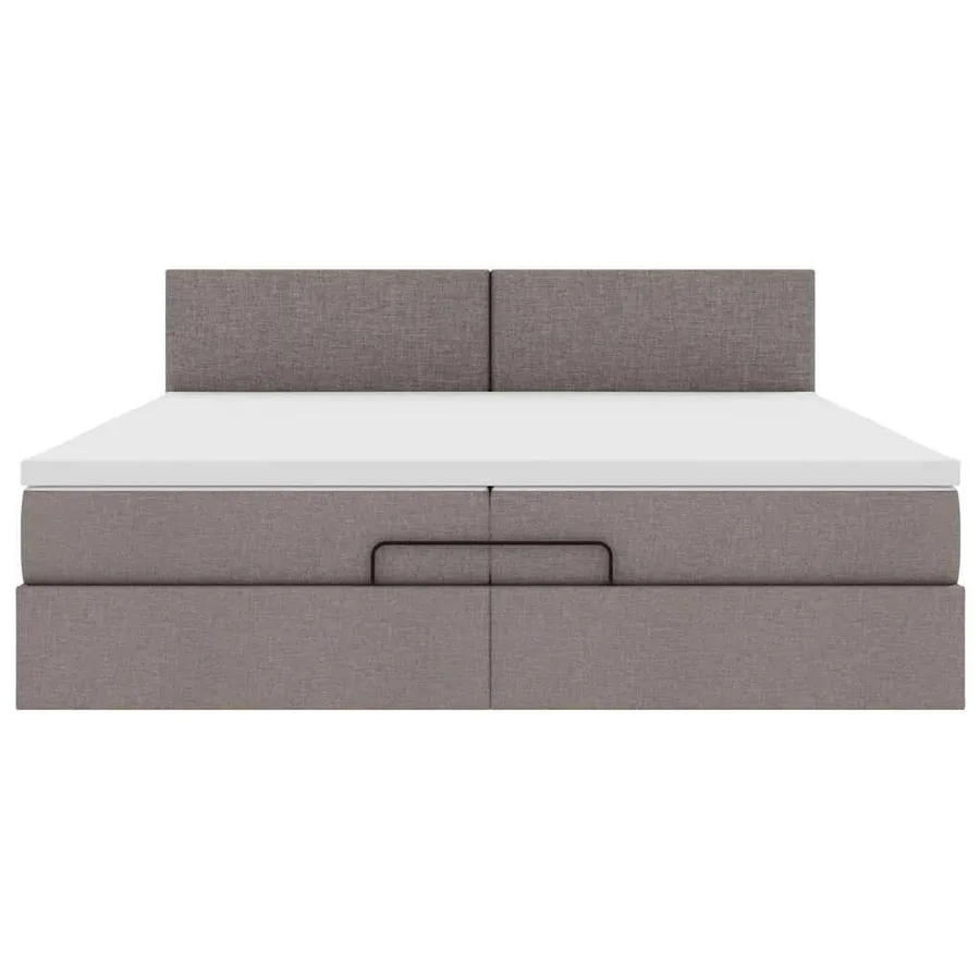 Cadre de lit ottoman avec matelas taupe 200x200cm tissu - 8
