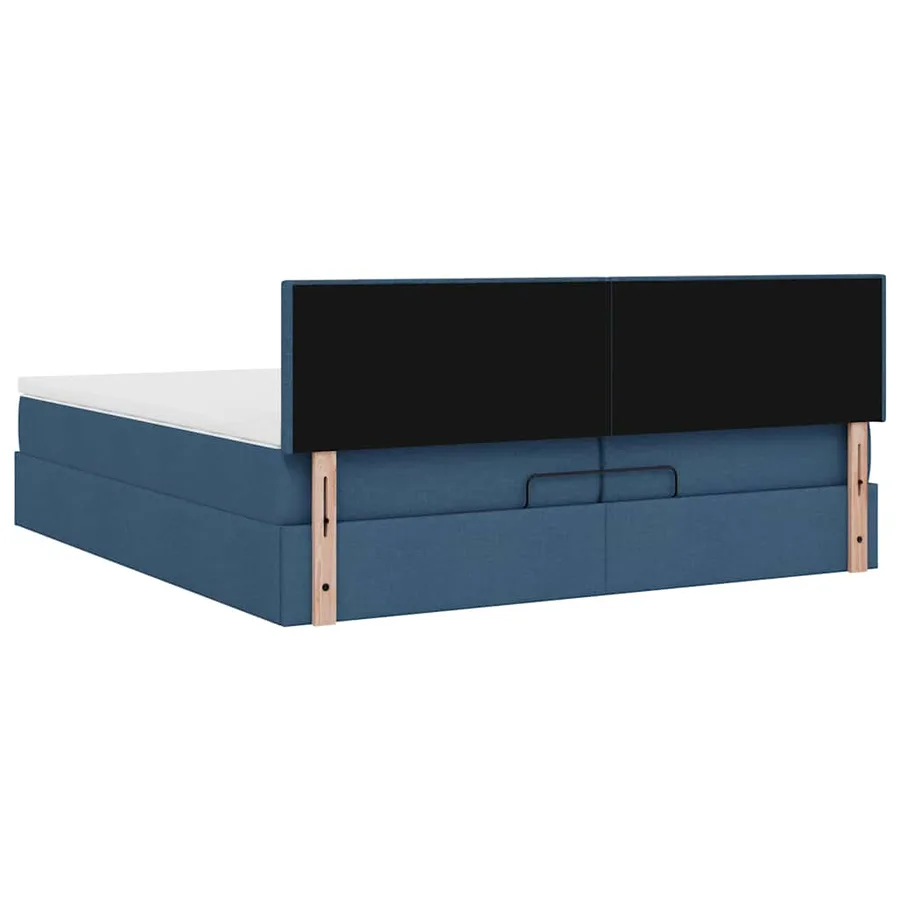 Cadre de lit ottoman avec matelas bleu 200x200cm tissu - 10