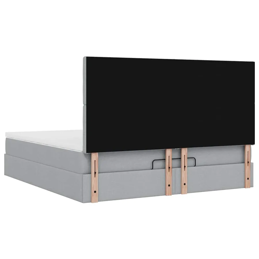 Cadre de lit ottoman et matelas gris clair 180x200 cm tissu - 12
