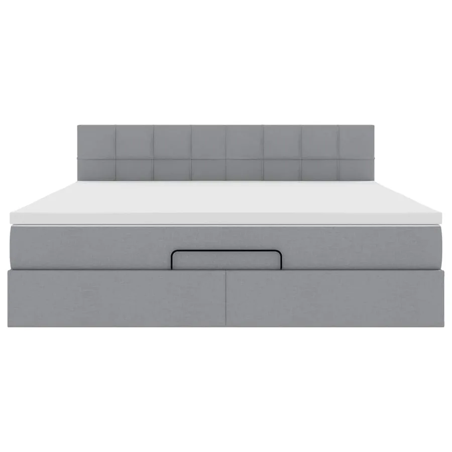 Lit ottoman avec matelas et LED Gris clair 180x200 cm tissu - 8