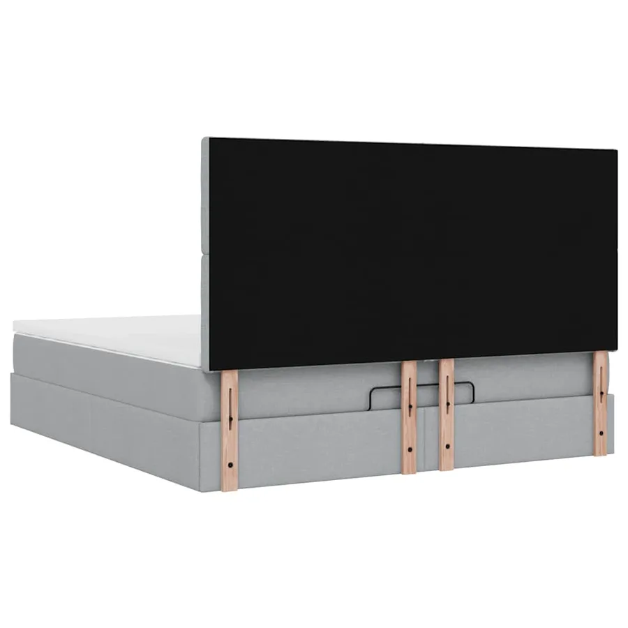 Cadre de lit ottoman et matelas gris clair 180x200 cm tissu - 11