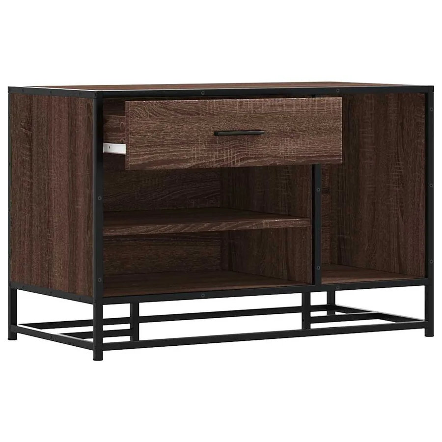 Banc à chaussures chêne marron bois d'ingénierie et métal - 7