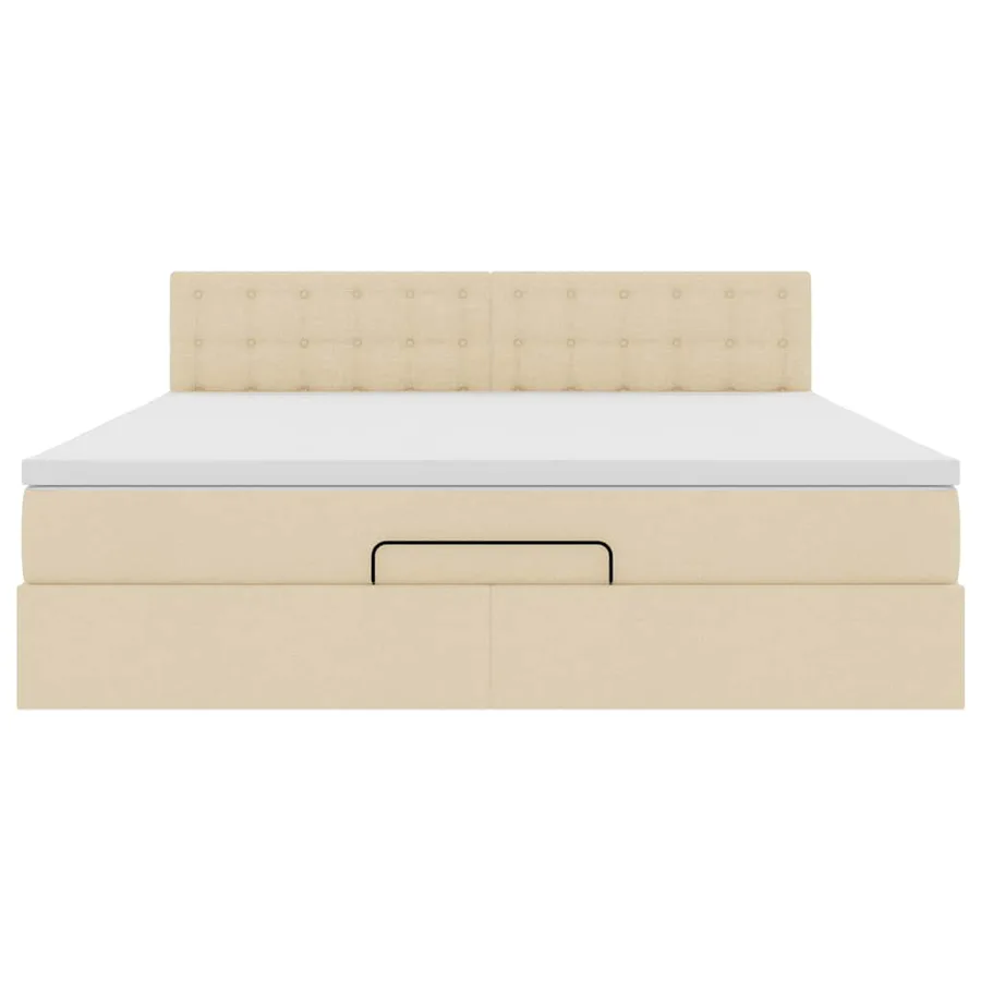 Cadre de lit ottoman avec matelas crème 180x200 cm tissu - 7