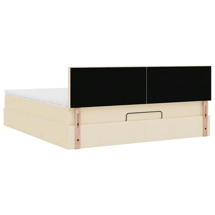 Cadre de lit ottoman avec matelas crème 180x200 cm tissu - 11