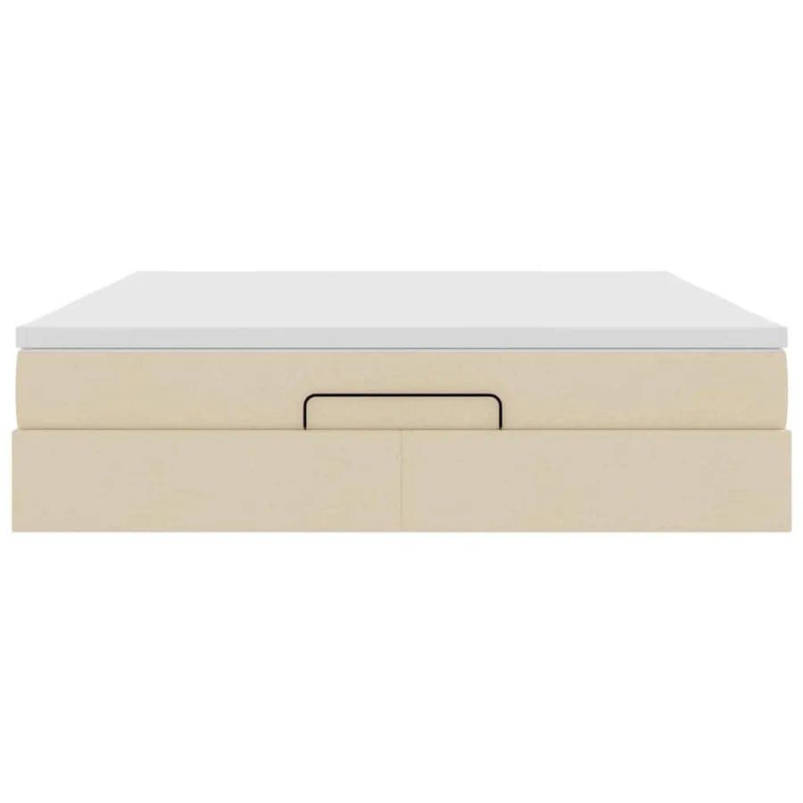 Cadre de lit ottoman avec matelas crème 180x200 cm tissu - 7