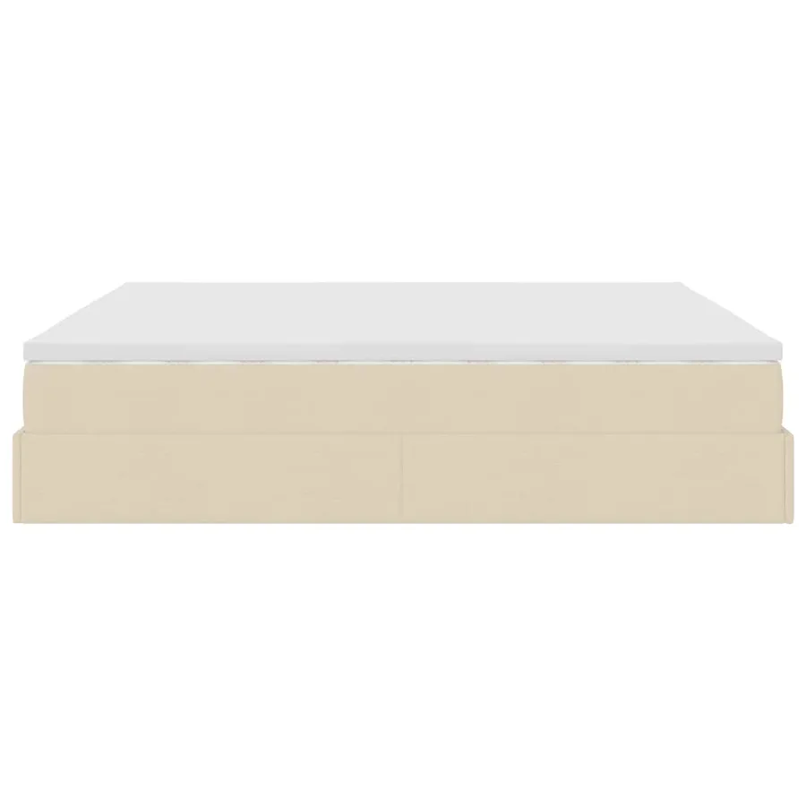 Cadre de lit ottoman avec matelas crème 180x200 cm tissu - 9