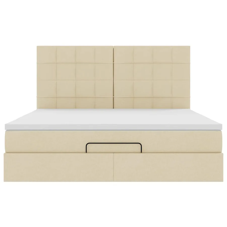 Cadre de lit ottoman avec matelas crème 180x200 cm tissu - 7