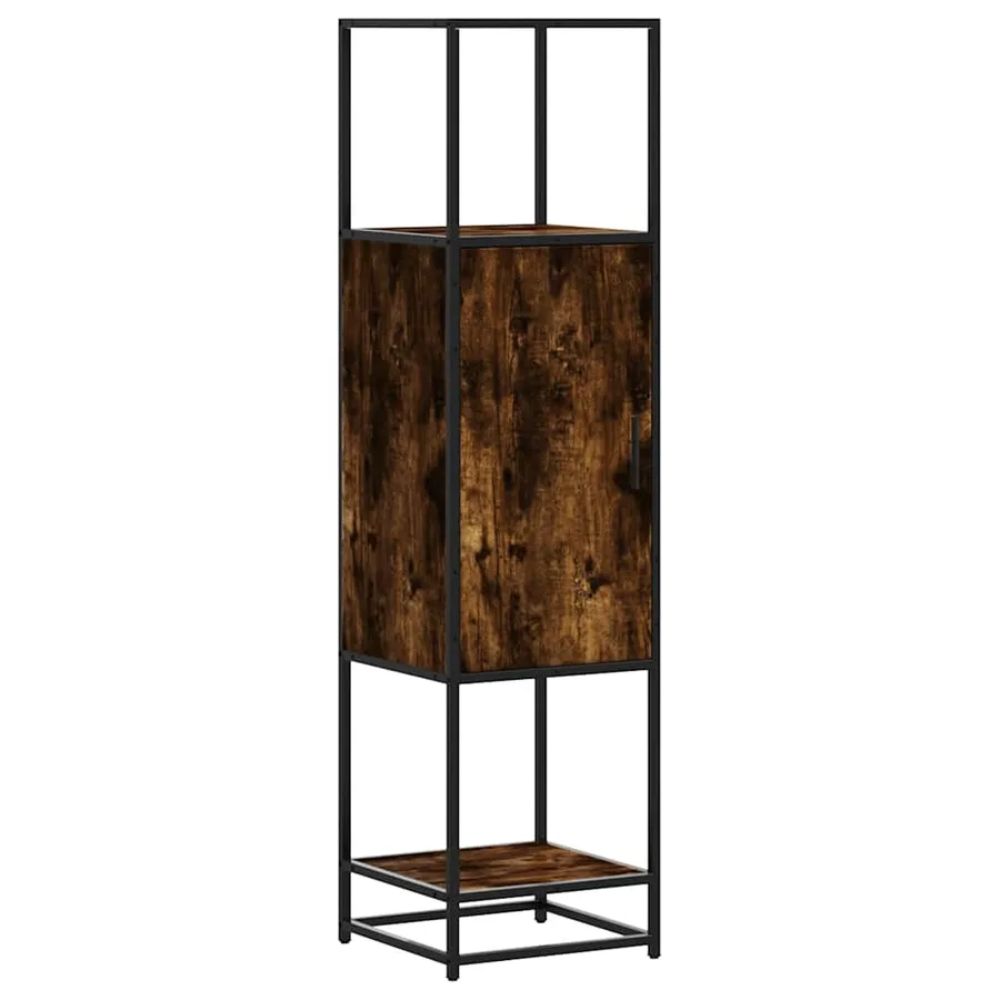 Buffet haut chêne fumé 35,5x35x139 cm bois d'ingénierie métal - 2