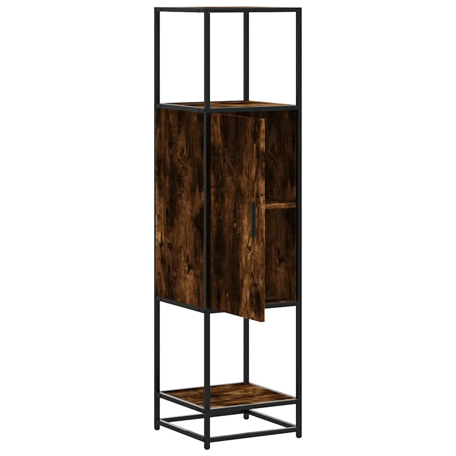 Buffet haut chêne fumé 35,5x35x139 cm bois d'ingénierie métal - 5