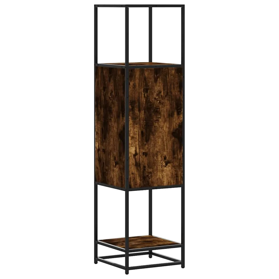 Buffet haut chêne fumé 35,5x35x139 cm bois d'ingénierie métal - 7