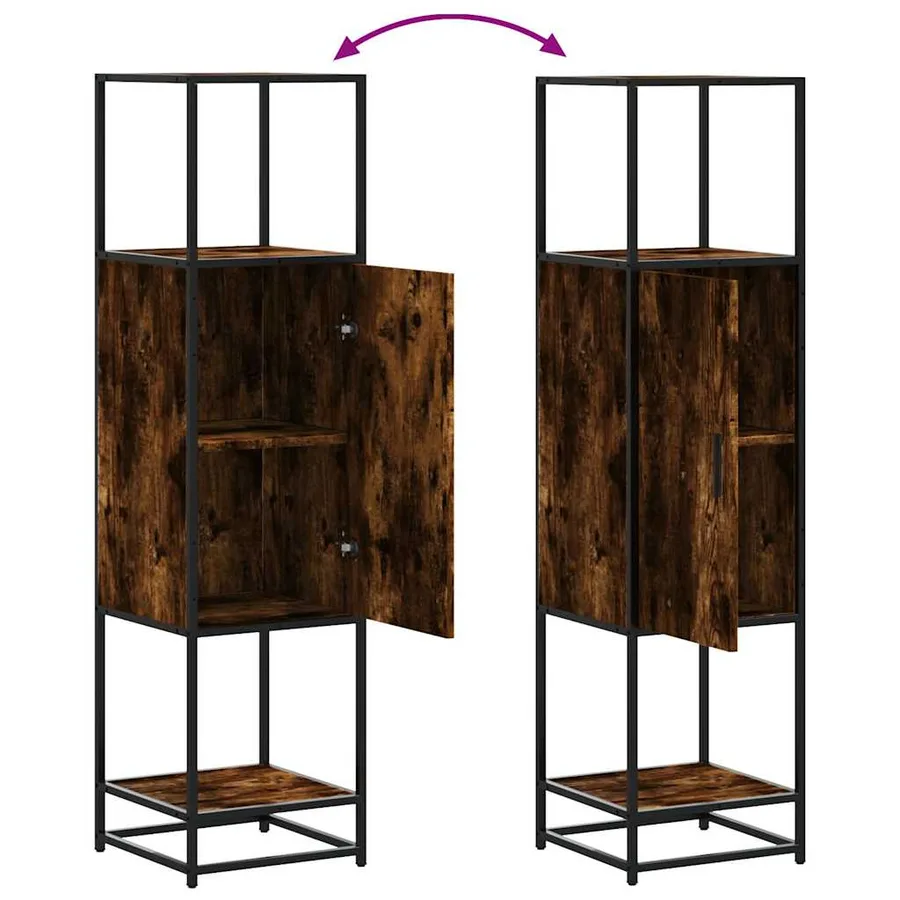 Buffet haut chêne fumé 35,5x35x139 cm bois d'ingénierie métal - 8