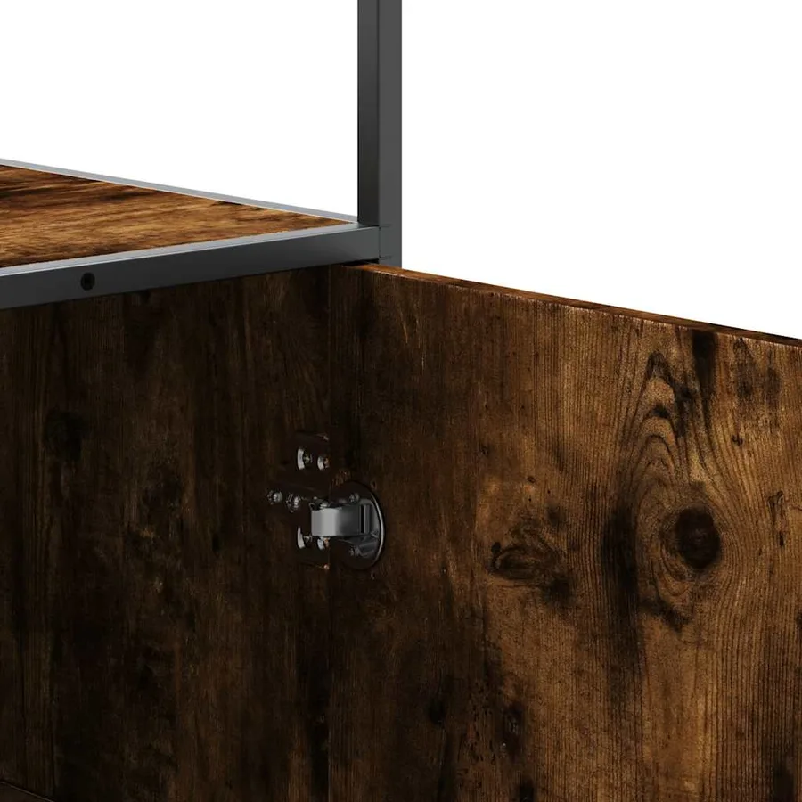 Buffet haut chêne fumé 35,5x35x139 cm bois d'ingénierie métal - 9