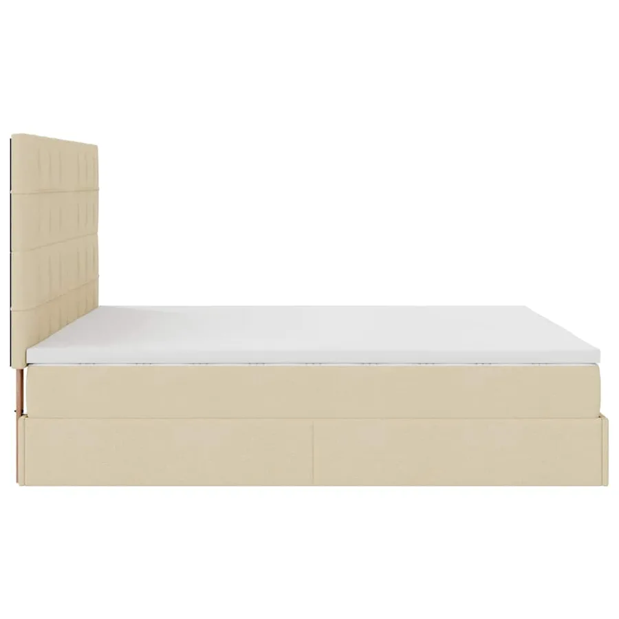 Cadre de lit ottoman avec matelas crème 200x200cm tissu - 11
