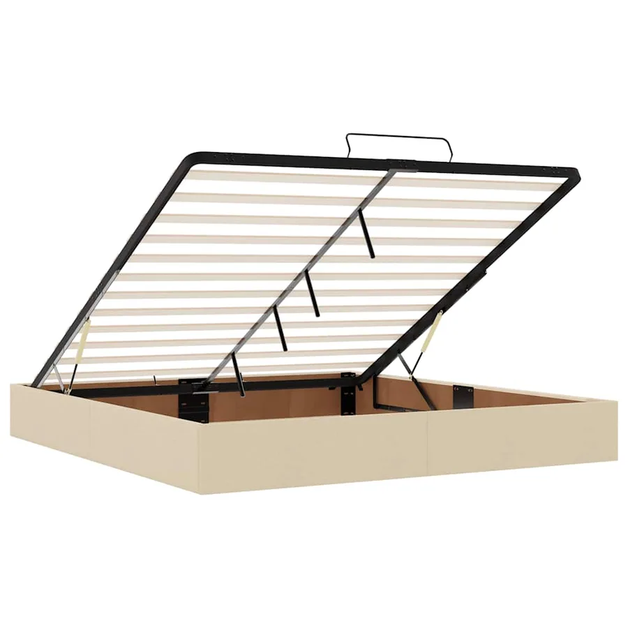 Cadre de lit ottoman sans matelas crème 200x200 cm tissu - 10