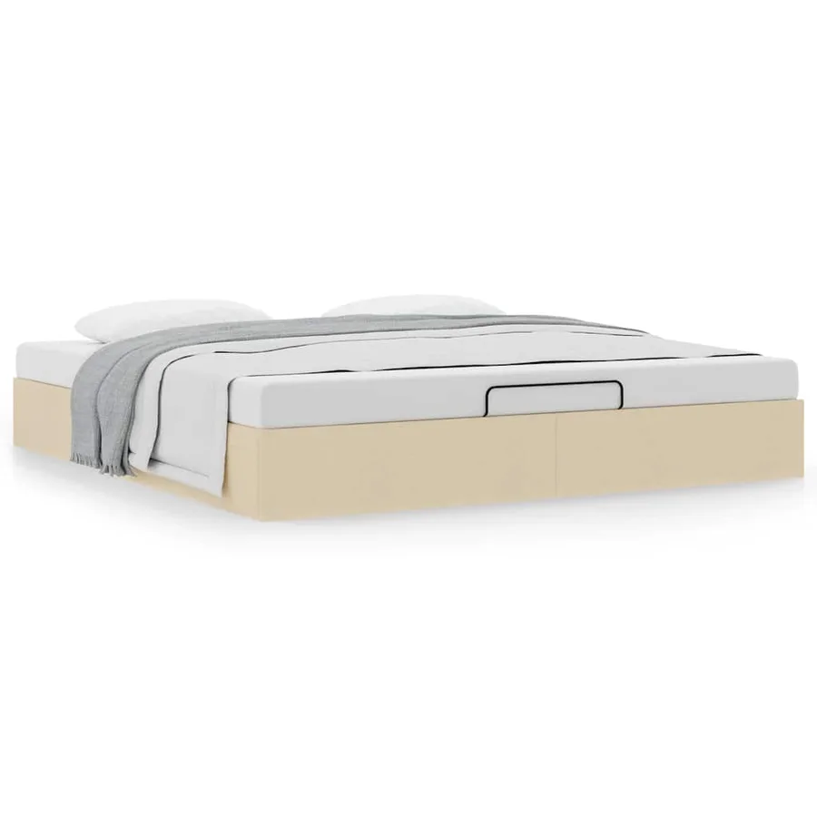 Cadre de lit ottoman sans matelas crème 200x200 cm tissu - 4
