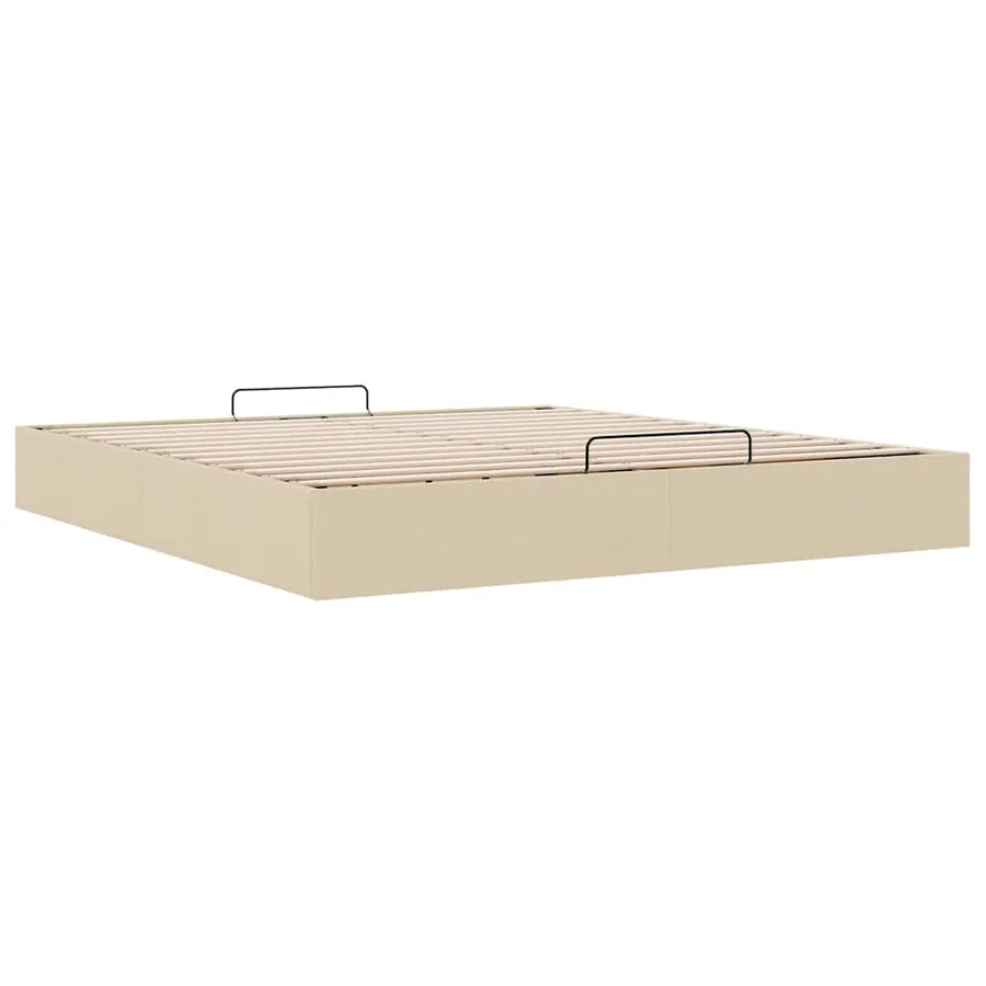 Cadre de lit ottoman sans matelas crème 200x200 cm tissu - 6