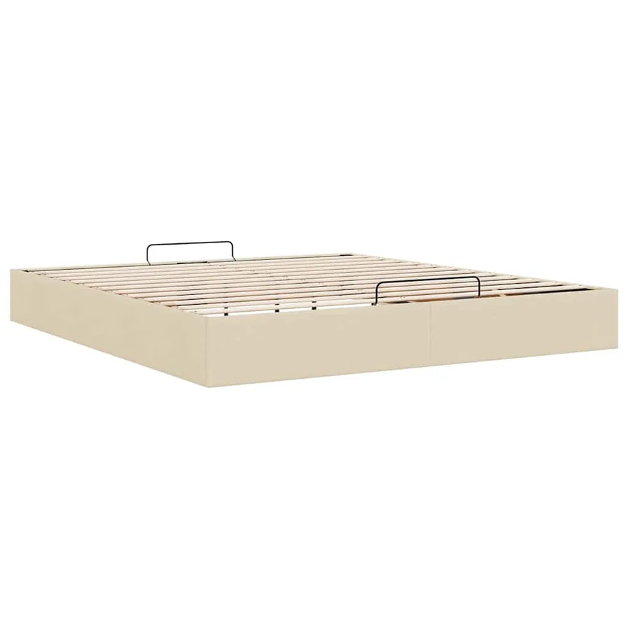 Cadre de lit ottoman sans matelas crème 200x200 cm tissu - 9