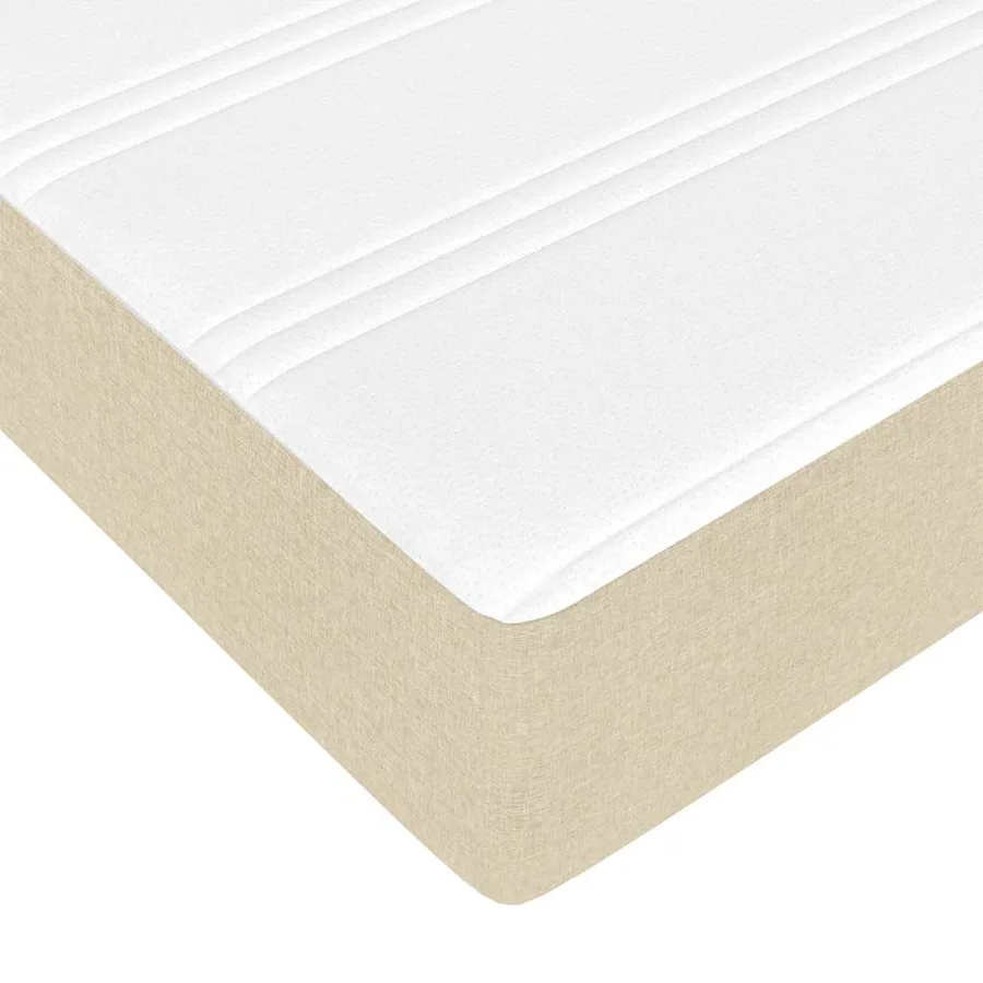 Cadre de lit ottoman avec matelas crème 200x200cm tissu - 13