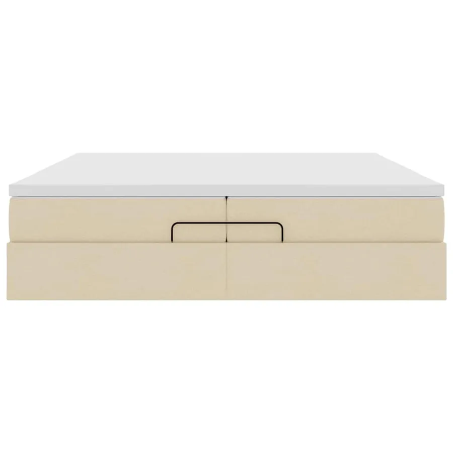 Cadre de lit ottoman avec matelas crème 200x200cm tissu - 7