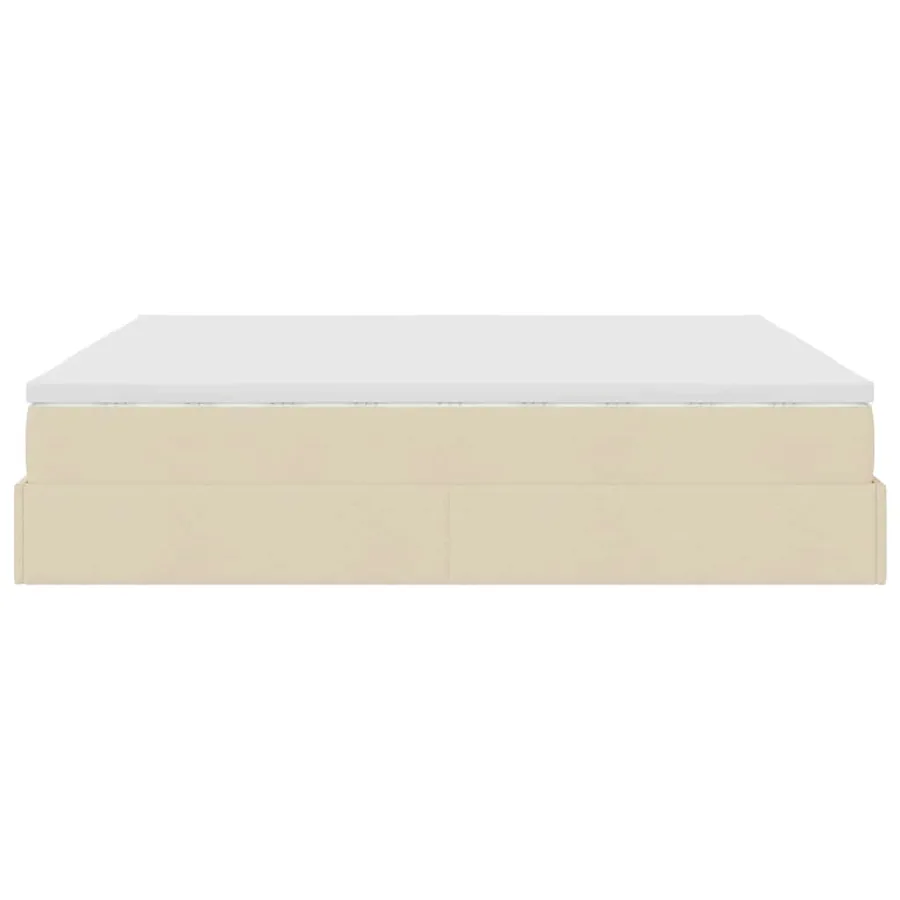 Cadre de lit ottoman avec matelas crème 200x200cm tissu - 9