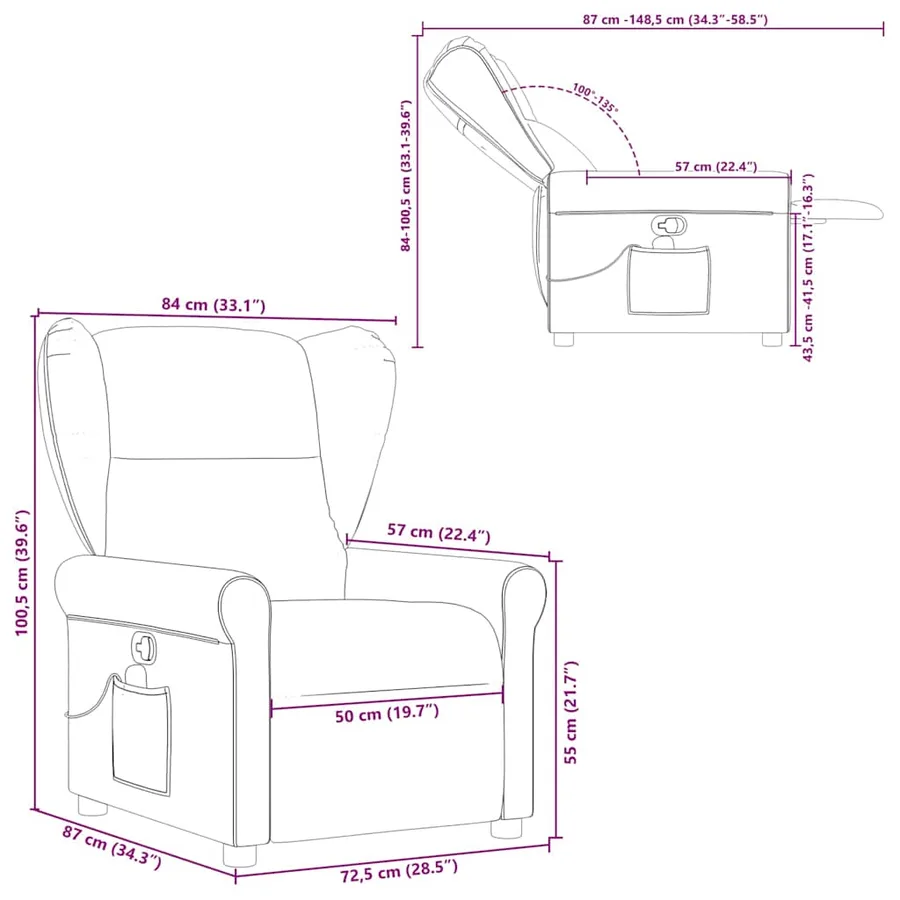 Fauteuil inclinable de massage en tissu gris foncé - 13