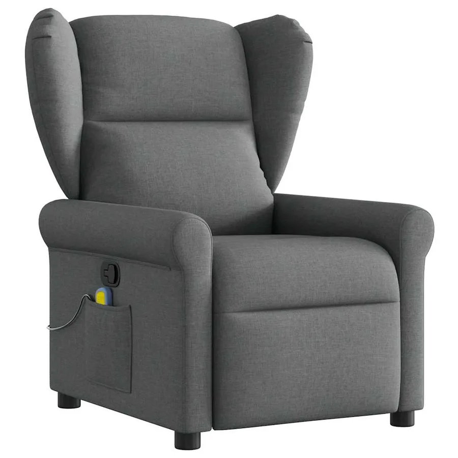 Fauteuil inclinable de massage en tissu gris foncé - 2