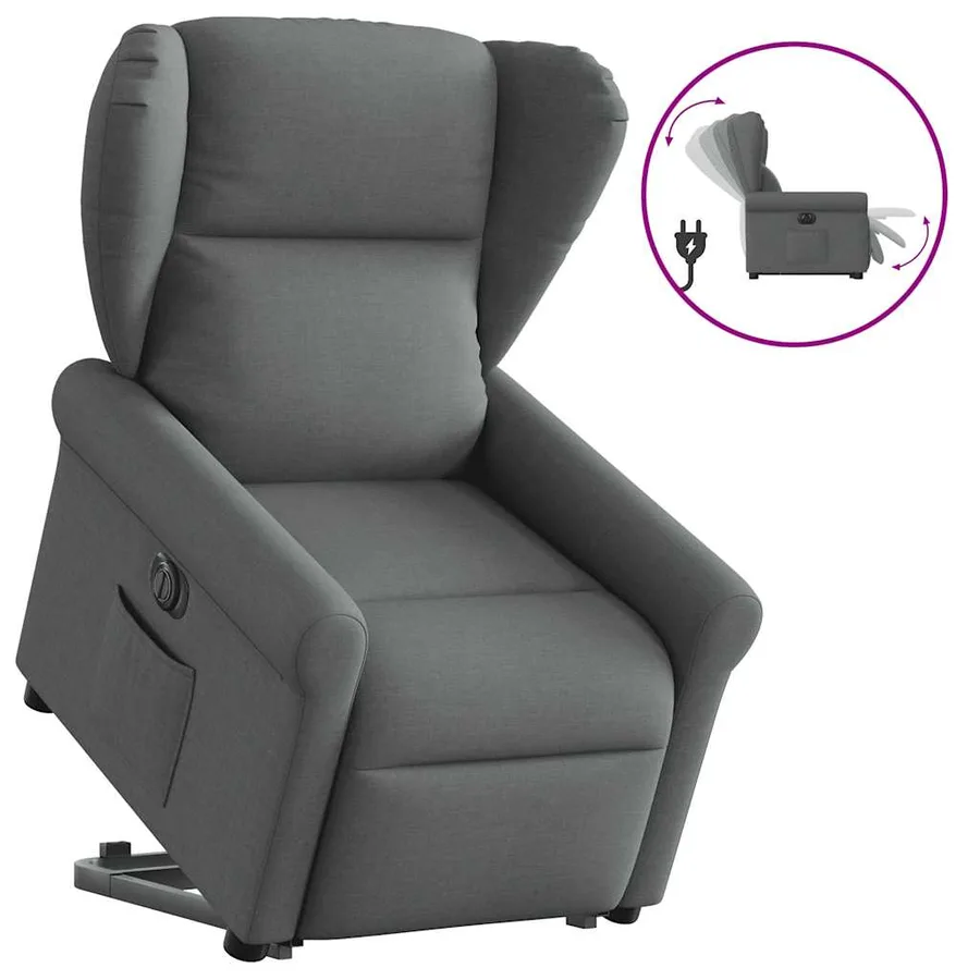 Fauteuil inclinable électrique gris foncé tissu - 10