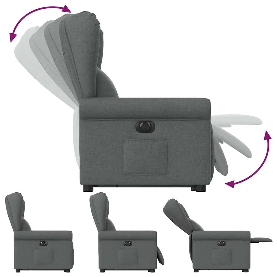 Fauteuil inclinable électrique gris foncé tissu - 9